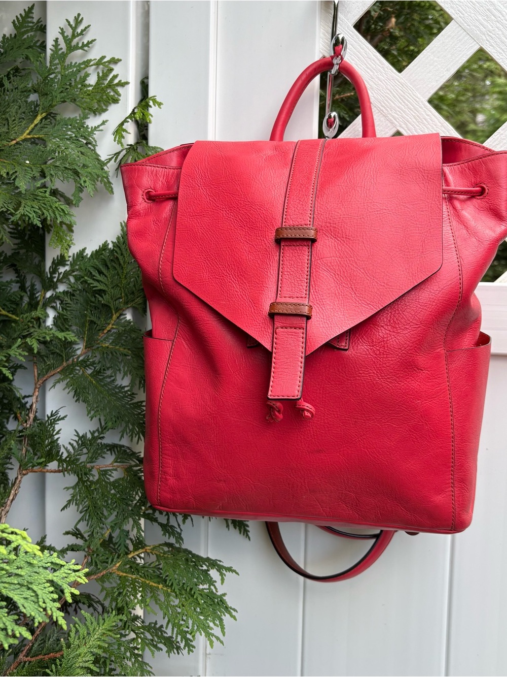 Vera Bradley  Pinkies Red Leather Backpack